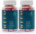 WEEM Hair Skin and Nails Gummies - Supports Healthy Hair - Vegan biotin Vitamins for Women & Men Supports Faster Hair Growth, Stronger Nails, Healthy Skin, Extra Strength (2) 2
