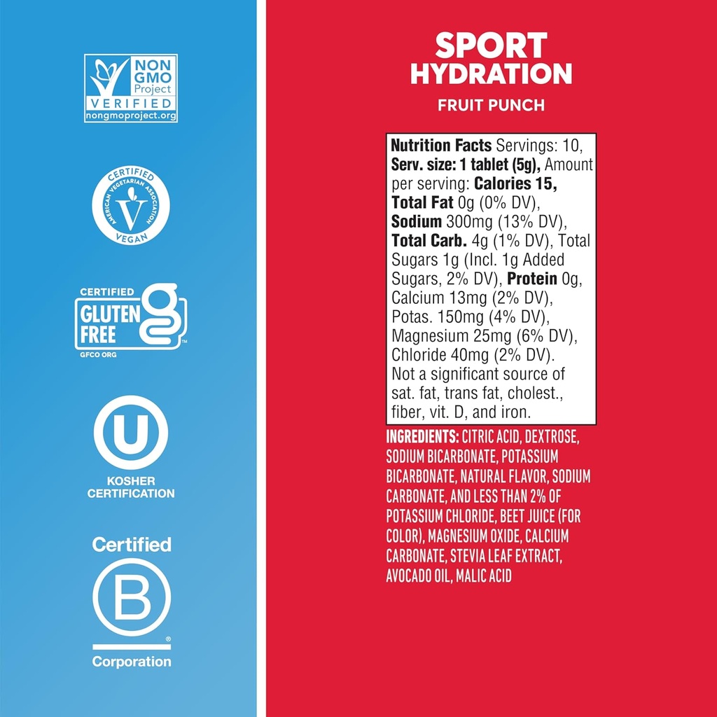 Nuun Sport Electrolyte Tablets with Magnesium, Calcium, Potassium, Chloride & Sodium, Gluten Free & Vegan, Fruit Punch, 4 Pack (40 Servings Total) 6