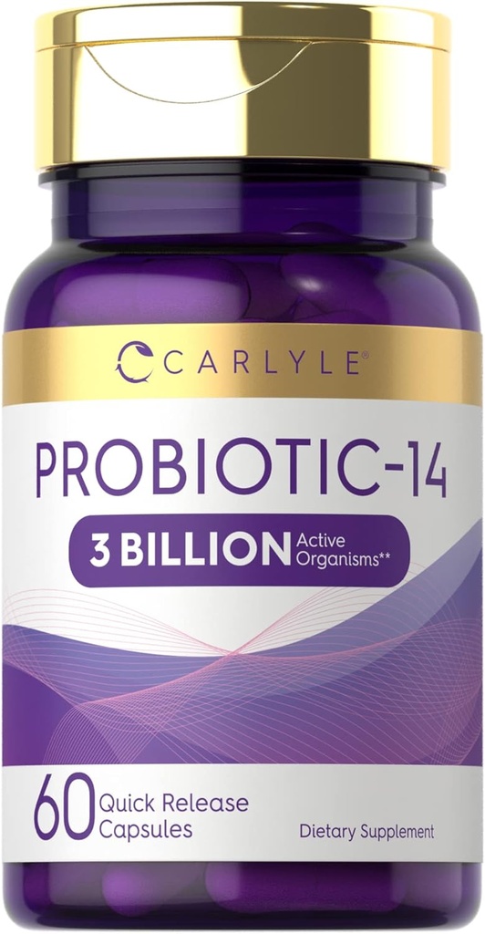 Carlyle Probiotic for Women & Men | 3 Billion CFU | 60 Capsules | 14 Strains | Non-GMO & Gluten Free 2