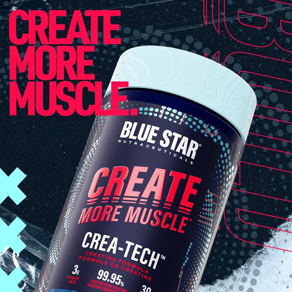 Blue Star Nutraceuticals CREA-TECH - Creapure Creatine Monohydrate - w/Electrolytes. Creatine + Electrolytes Capsules - Build Muscle and Increase Strength | 30 Day Supply - 120 Veggie Capsules 3