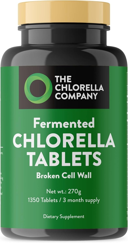 Fermented Chlorella Tablets, Chlorophyll, Green Superfood, Algae Supplement, Heavy Metal Detox, Immune Support, Broken Cell Wall, 1350 Tablets, Non-GMO, Vegan 2