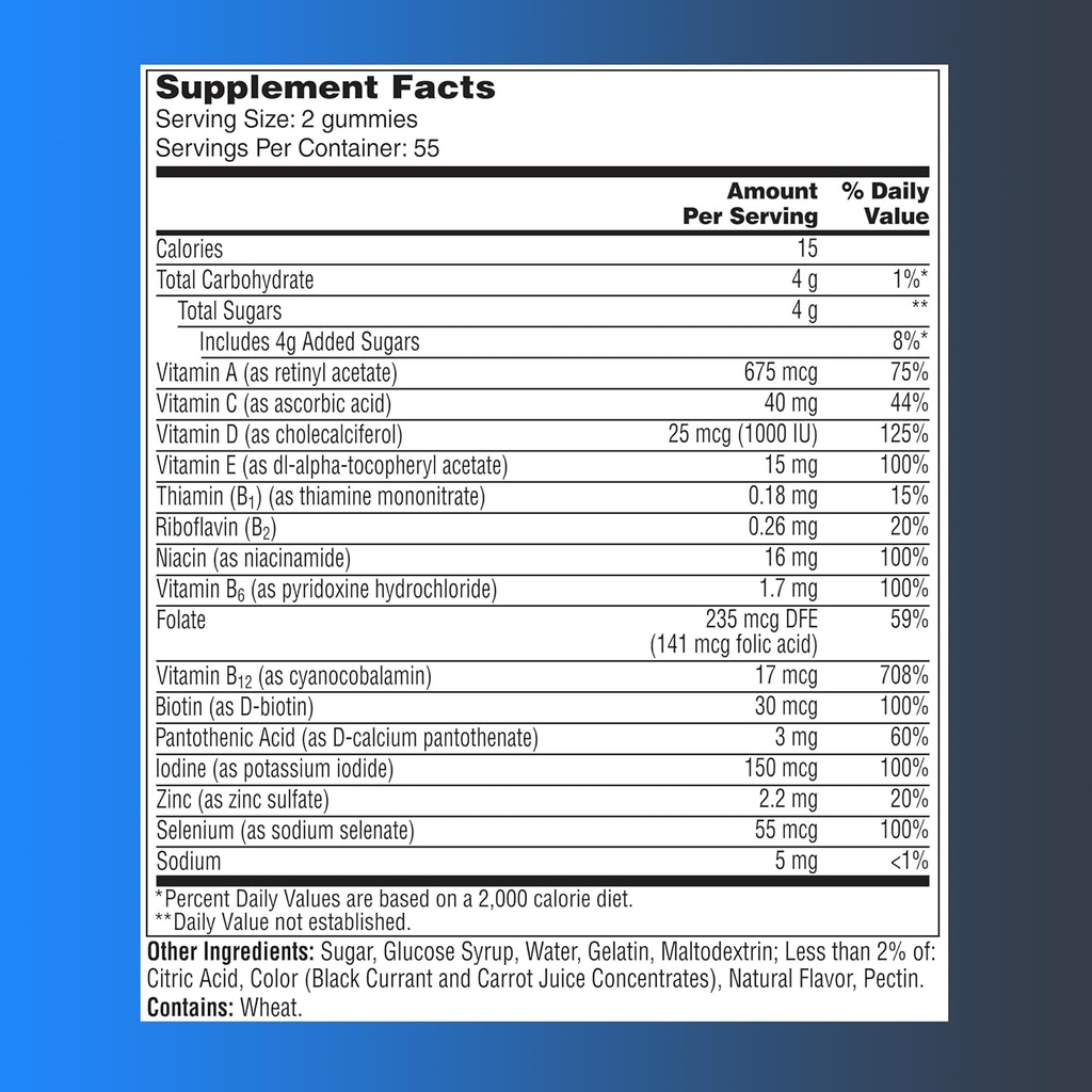 One A Day Men’s 50+ Gummies, Advanced Multivitamin For Men with Brain Support and Immunity Support, Vitamins For Men with Super 8 B Vitamin Complex, 110 Count 3