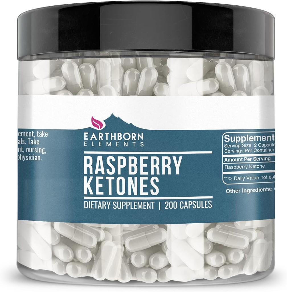 Earthborn Elements Raspberry Ketones 200 Capsules, Pure & Undiluted, No Additives 2