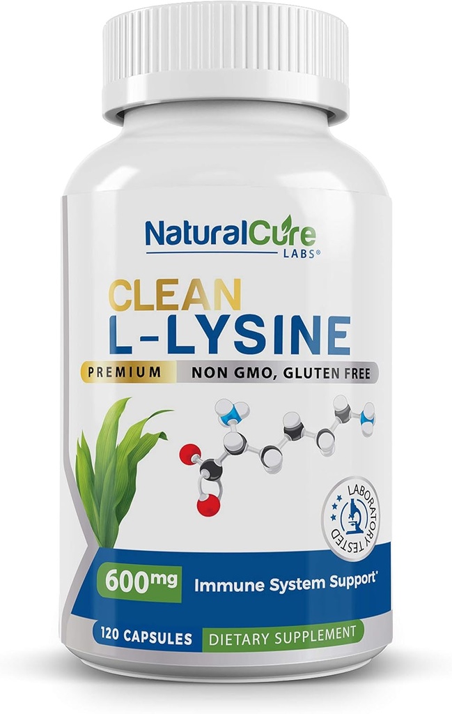 Natural Cure Labs Clean L-Lysine 600mg, 120 Capsules | Vegan, Non-GMO, & Gluten Free 2