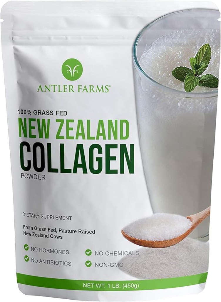 Antler Farms - 100% Pure New Zealand Collagen Powder from Grass Fed Cows, Unflavored, 1 lb - Hydrolyzed Cold Water Soluble Peptides, Keto Friendly, Bioavailable, Quick Dissolving 2