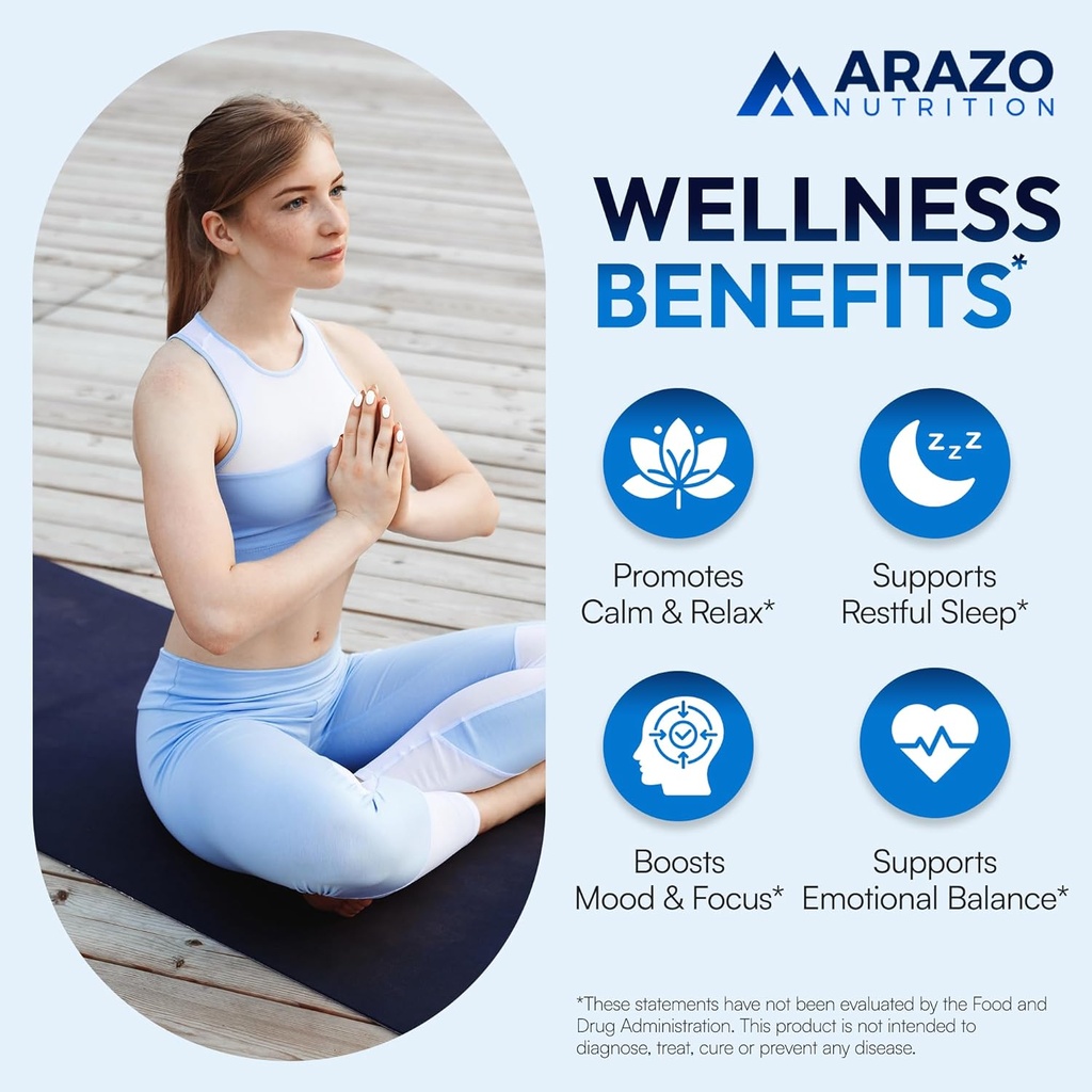 5-HTP 200 MG Plus Calcium for Mood, Sleep – Supports Calm and Relaxed Mood – 99% High Purity – 120 Capsules – Arazo Nutrition 4