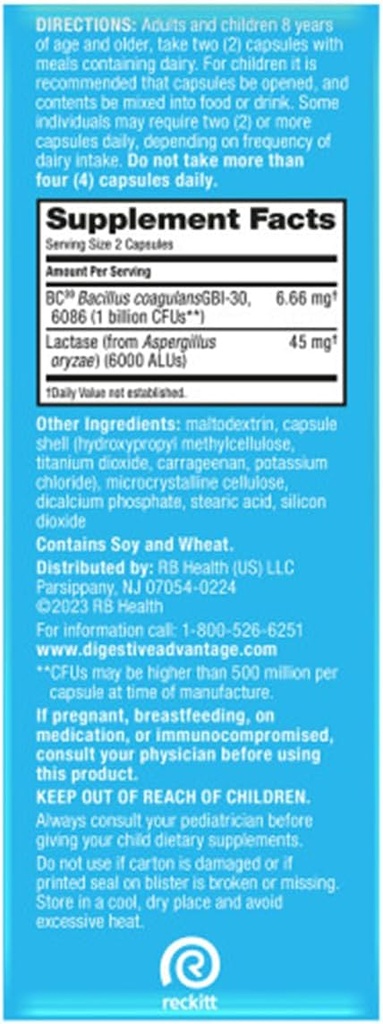 Digestive Advantage Lactose Defense Enzymes + Probiotics for Women & Men Occasional Bloating, Lactose Breakdown, Minor Abdominal Discomfort, Immune Support, 96 Count Capsules (2 Pack) 6