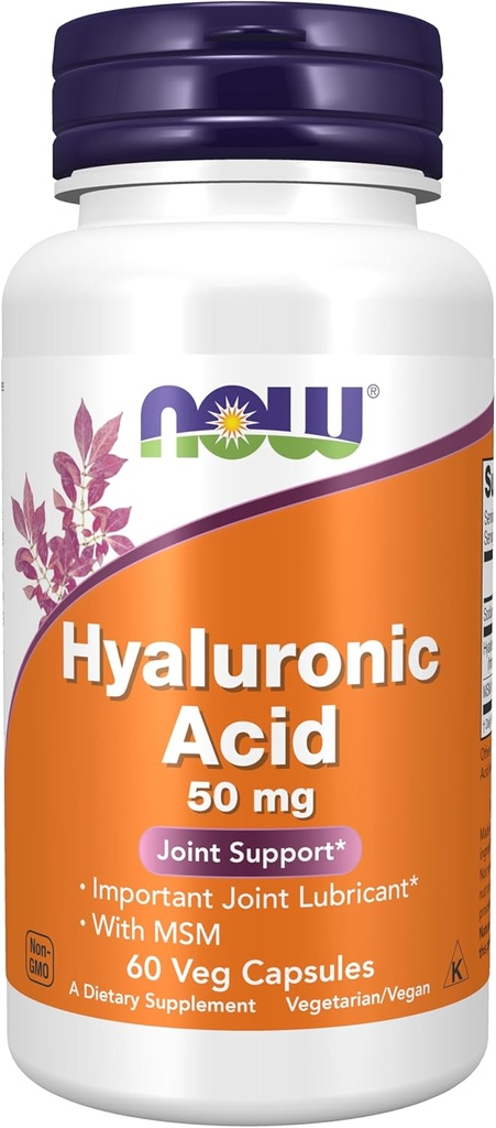 NOW Supplements, Hyaluronic Acid 50 mg with MSM, Joint Support*, 60 Veg Capsules 2