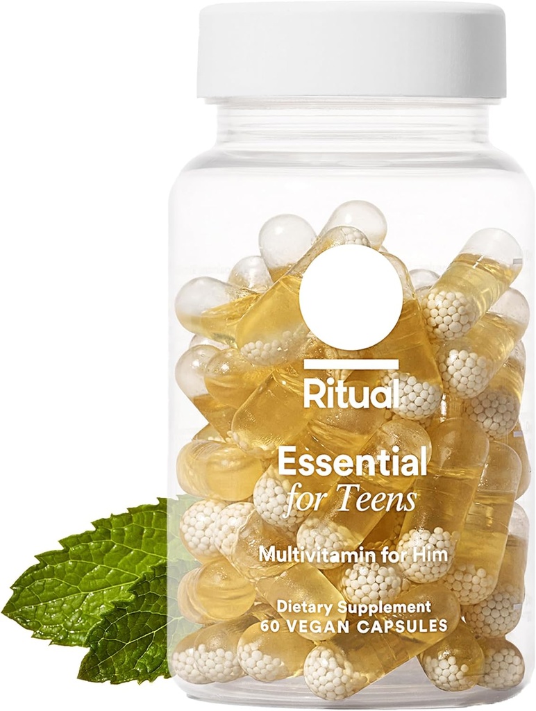 Ritual Teen Vitamins for Boys - Zinc, Vitamin A and D3 for Immune Function Support*, Omega-3 DHA & B12 for Brain Health, Non-GMO, Mint Essenced, 30 Day Supply, 60 Vegan Capsules 2