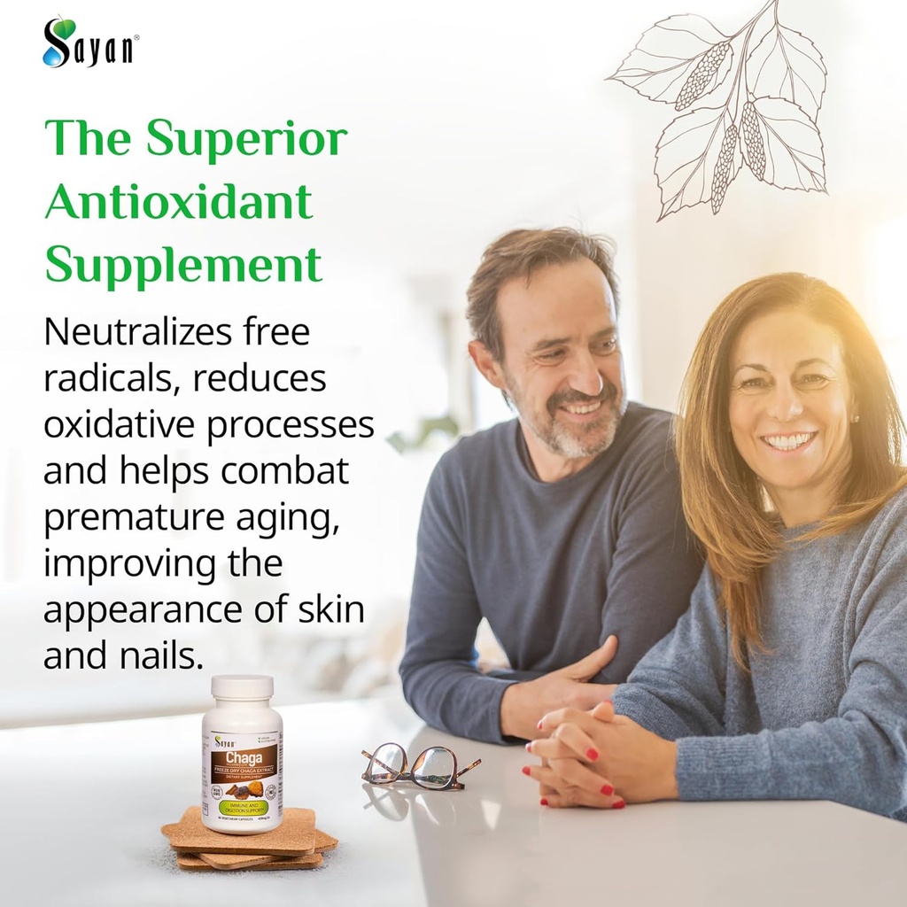 Sayan Siberian Chaga Mushroom Extract – 90 Capsules/420mg ea – Natural & Wild-Harvest Antioxidant Supplement – Immune System Support & Regulate Body Functions – Vegan, Non-GMO, No Fillers or Additives 4