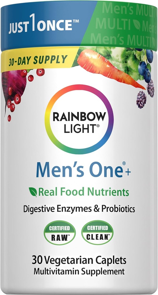 Rainbow Light Multivitamin for Men, Vitamin C, D & Zinc, Probiotics, Men's One Multivitamin Provides High Potency Immune Support, Non-GMO, Vegetarian, 30 Tablets 2