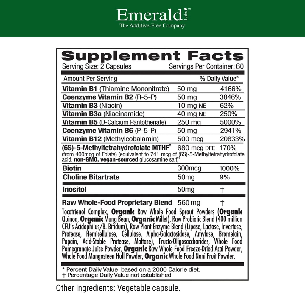 EMERALD LABS Bundle with B Healthy (120 Veg Caps) & Men's 45+ 1-Daily Multi (60 Veg Caps) - Vegan Vitamin B Complex with Full Spectrum B Vitamins - Men's Multivitamin with CoQ10, Lycopene & More 4