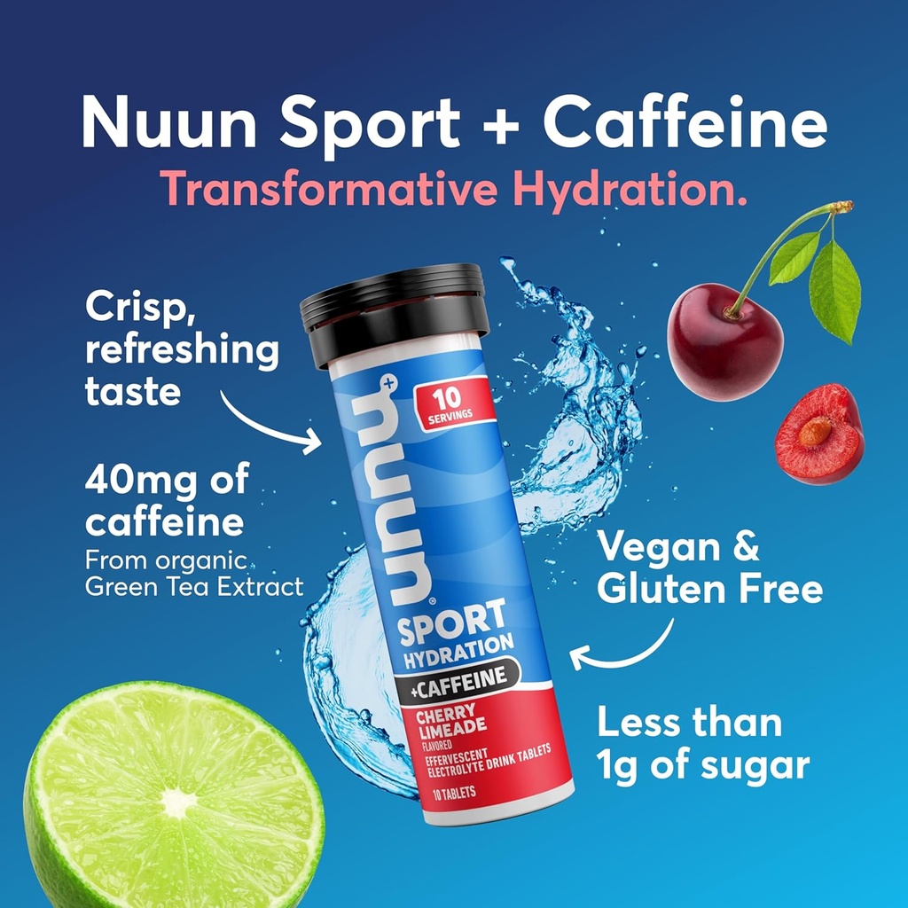 Nuun Sport Electrolyte Tablets with Caffeine from Green Tea Extract, Magnesium, Calcium, Potassium, Chloride & Sodium, Gluten Free & Vegan, Mixed Flavors, 4 Pack (40 Servings Total) 3