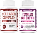 Purely Optimal Premium Multi Collagen Peptides Capsules (Types I, II, III, V, X) + Premium Hair Growth for Women & Men - Hair Growth Vitamins w/Biotin & Keratin 2