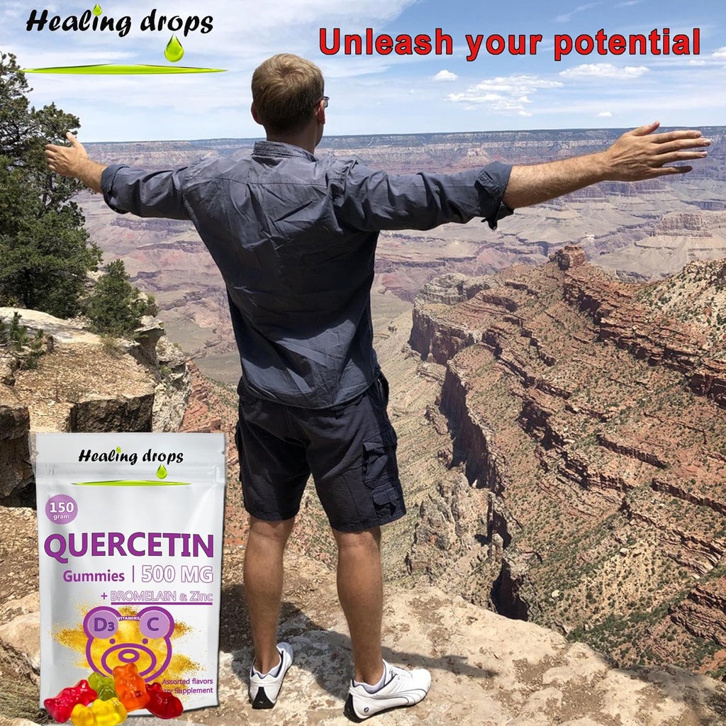 Quercetin with Bromelain Gummies - Vitamin C + Zinc + Vitamin D3 - Quercetin 500mg Gummies for Kids and Adults (1) 5