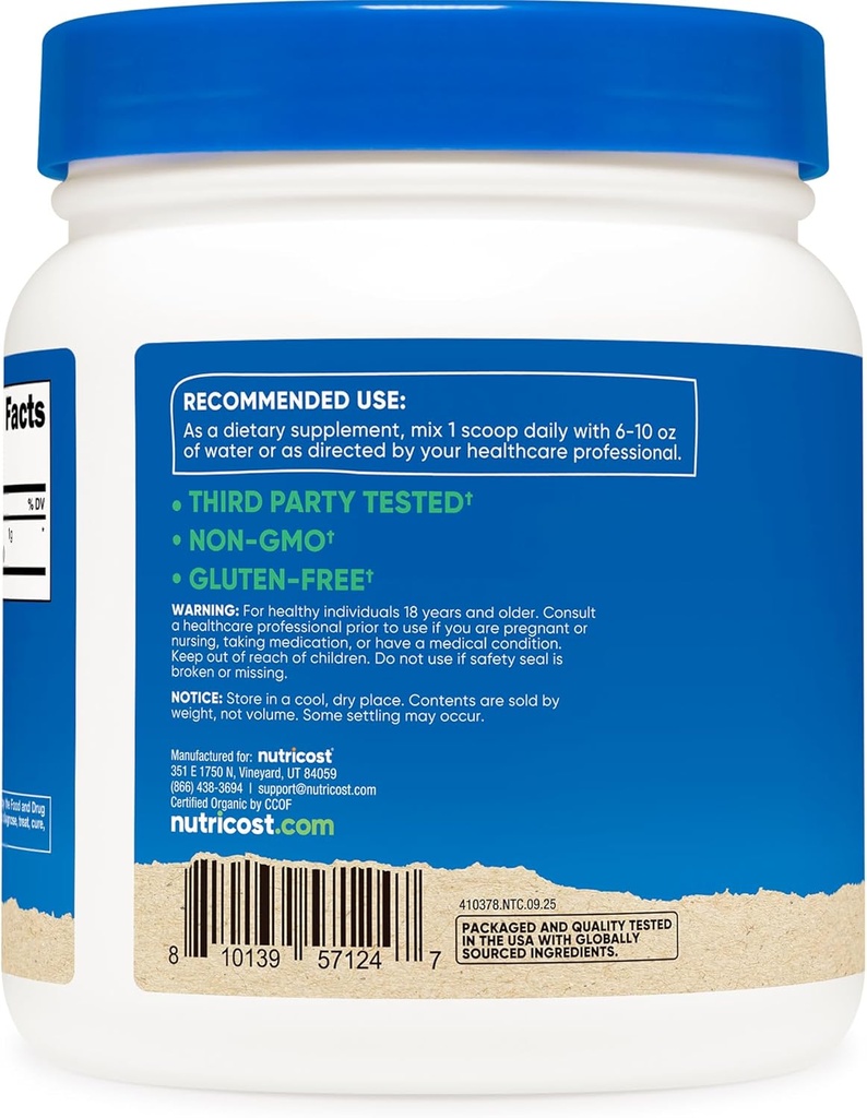 Nutricost Organic Lion's Mane Mushroom Powder (8 oz) - 227 Servings, Certified USDA Organic Supplement 5