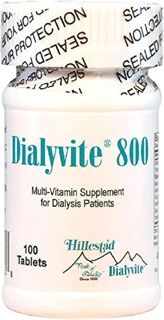 Hillestad Labs Dialyvite 800 Multi-Vitamin Supplement for Dialysis Patients, 100 Tablets, Yellow, Original 2
