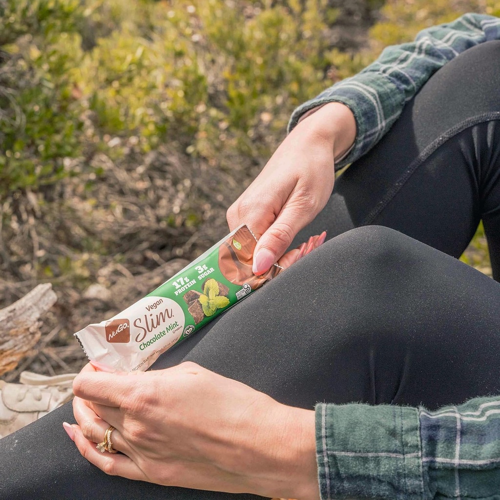 Nugo Slim Dark Chocolate Mint, 18g Vegan Protein, 3g Sugar, 6g Fiber, Low Net Carb, Keto Friendly, Gluten Free, 24 Count 4