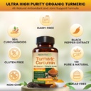 Turmeric Curcumin with Black Pepper Extract (Bioperine) & Organic Turmeric Vegan Joint Support Supplement. Extract 95% Curcuminoids 1965mg Supplement for Healthy Joints & Immune Support. 180 Capsules 6