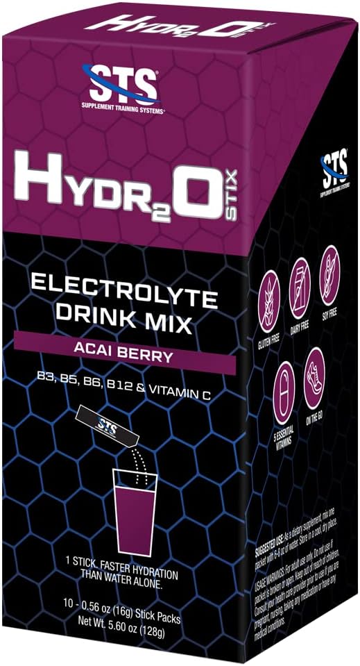 STS Hydro Stix Hydration Powder Packets Acai Berry Electrolyte Replacement Single Serving Easy Open - 10 Pack (16 Gram) 5