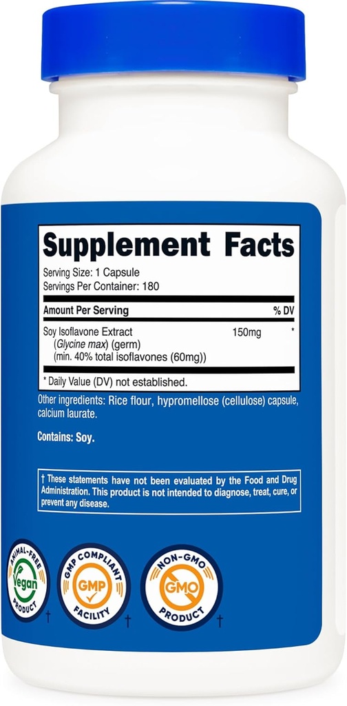 Nutricost Soy Isoflavones 150mg, 180 Veggie Capsules - Gluten Free, Non-GMO, Vegetarian Friendly 6