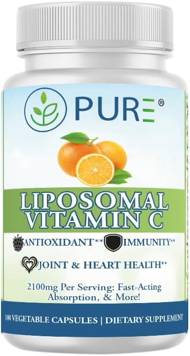 PURE Liposomal Vitamin C Capsules, 2100mg, Sunflower Lecithin, 180 Capsules, 60-Day Supply, Premium Wellness Supplement 2