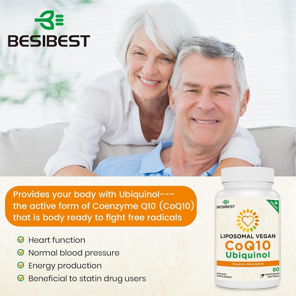 1000mg Liposomal CoQ10 Ubiquinol, 240 Vegan Softgels, High Absorption Ubiquinol CoQ10 Supplement, Active Antioxidant Form of Coenzyme Q10 for Heart Function & Energy Production 5