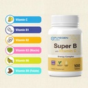 Puregen Labs Super B Energy Complex with Vitamin C - Immune Health, Energy & Nervous System Support - Non-GMO, Gluten-Free | 3 Pack – Total 300 Tablets 4