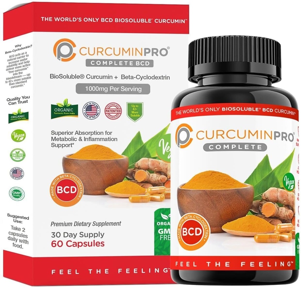 CurcuminPro Complete – High Absorption Turmeric Supplement. Protein-Powered Turmeric Curcumin Capsules with BioSoluble Curcumin for Maximum Effectiveness. Natural Curcumin Supplement (60 Count) 2