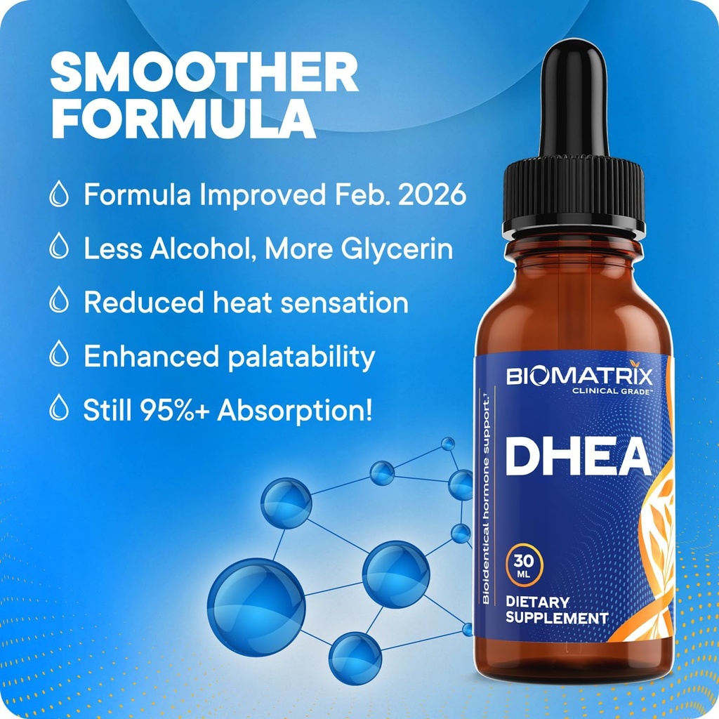 BioMatrix DHEA Liquid Hormone Supplement for Adrenal, Brain, Heart, Bone | Micronized and Liquified for Maximum Absorption, Precision Dosing, Efficacy DHEA (30 ML, 1200mg Total) 3