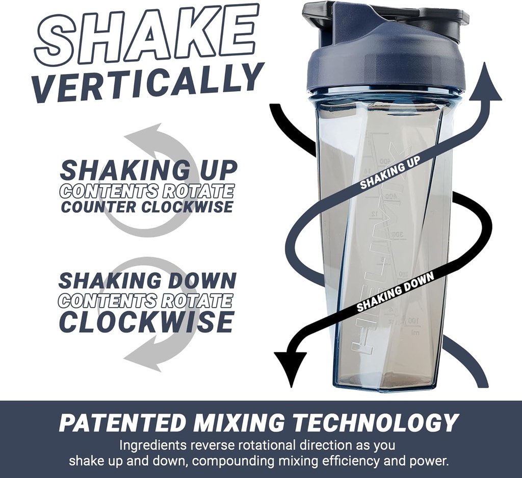 HELIMIX 2.0 Vortex Blender Shaker Bottle Holds upto 28oz | No Blending Ball or Whisk | USA Made | Portable Pre Workout Whey Protein Drink Shaker Cup | Mixes Cocktails Smoothies Shakes | Top Rack Safe 5