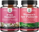 Bundle of Advanced PMS Support Supplement for Low Energy Mood Support Period Cramps and Bloating Relief for Women and Extra Strength Saw Palmetto for Women - DHT Blocker Thickening Hair Vitamin 2