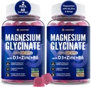Magnesium Glycinate 500mg/250mg for Adults Teens - Plus D3,B6 & Zinc - Magnesium Glycinate Gummies,High Absorption - Support for Relaxation,Brain,Bone & Immunity Health - Sugar Free - 120Cts 2