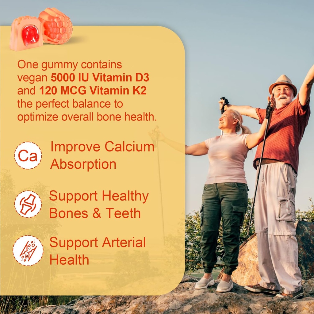 NEVISS Vitamin D3 5000IU + K2 (MK-7) 120mcg + Calcium Supplement 600mg, Algae Calcium Magnesium 2:1 4