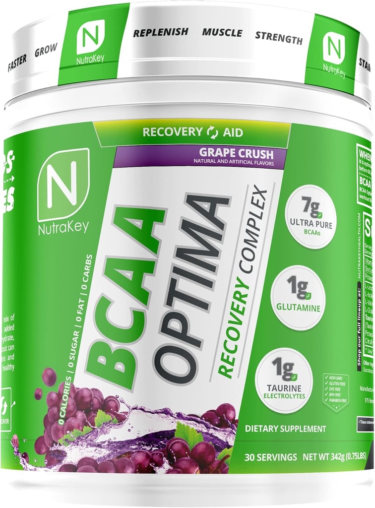 NutraKey BCAA Optima Post Workout Recovery Complex, No Sugar, No Carb, Recovery Aid, Rainbow 6
