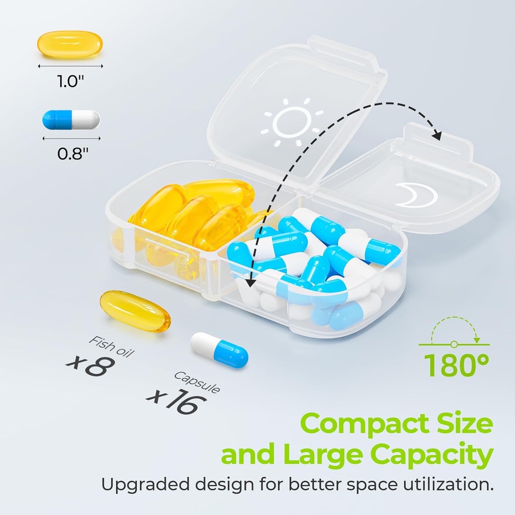 AUVON XL Weekly Pill Organizer 2 Times a Day, Pill Box 7 Day with One-Side Large Openings for Easy to Use, White AM PM Pill Case for Medication, Vitamins, Fish Oils, Supplements 3