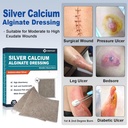 Ag Silver Calcium Alginate Wound Dressing Pads, 4''x4'' Patches, 10 Individual Pack, Soft Silver Dressings for Wound Care, Gentle Highly Absorbent Dressing, Non Stick Gauze Pads for Wounds 3