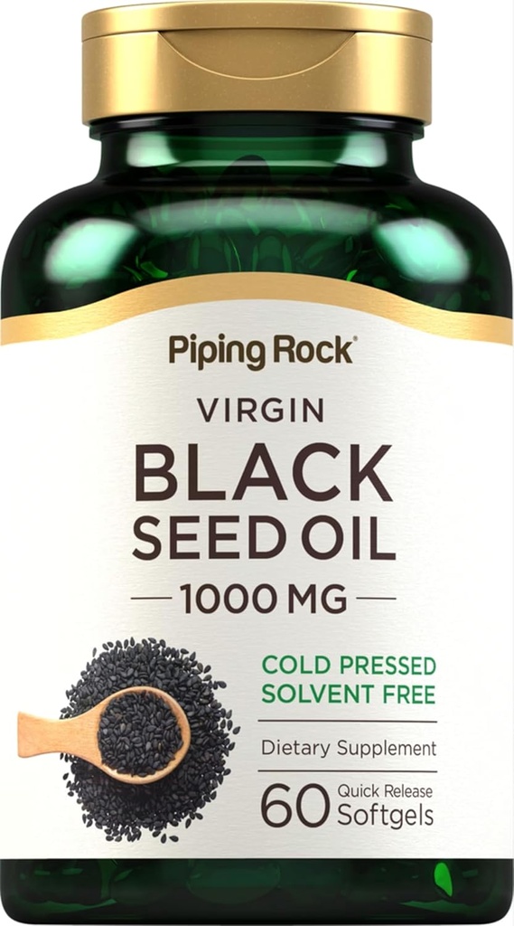 Piping Rock Black Seed Oil Softgel Capsules | 1000mg | 60 Pills | Cold Pressed Solvent Free | Non GMO, Gluten Free Supplement 2