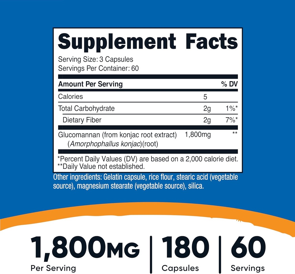 Nutricost Glucomannan 1,800mg Per Serving, 180 Capsules (3 Bottles) 3