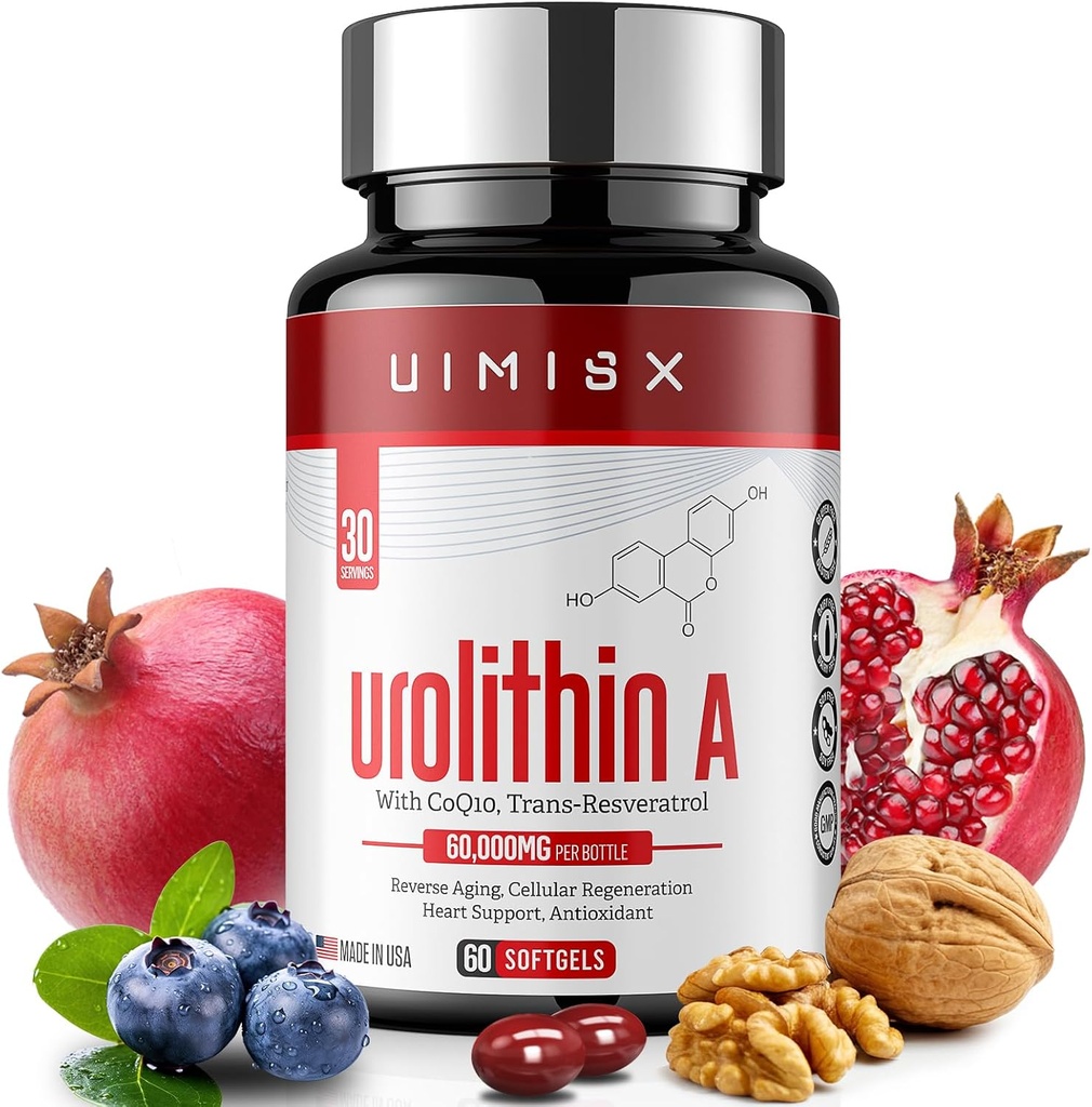 Urolithin A Pro Supplement 1000mg, 60 Softgels Super Antioxidants with Resveratrol & CoQ10 for Energy Production and Healthy Aging- Mitoceutical for Muscle Strength and Skin Care 2