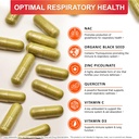 NAC 600mg Black Seed 500mg Zinc Picolinate Quercetin Vitamin C Vitamin D3 Respiratory Support (Pack of 1 Bottle at 120-Caps) 4