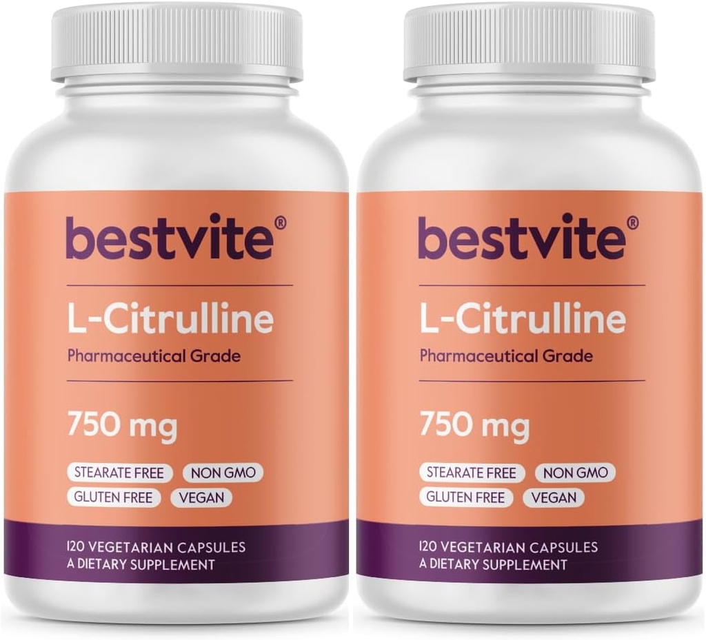BESTVITE L-Citrulline 750mg per Capsule (240 Vegetarian Capsules) (120 x 2) - No Stearates - No Silica - No Fillers - Non GMO - Gluten Free - Vegan 2