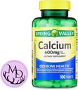 Generic Spring Valley Calcium 600 mg, Dietary Supplement, Bone Health Calcium + Includes Dri Store Sticker (100) 2