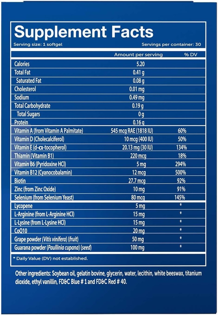 Vivioptal for Men, 30 Capsules, CoQ10, Lycopene & Resveratrol, Multivitamin & Multimineral, Gluten Free, German Formula 4