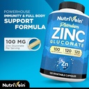 Nutrivein Premium Zinc Gluconate 100mg - 120 Capsules: High-Absorption Zinc Gluconate Supplements for Whole-Body Well-Being - Essential Elements for Wellness 4