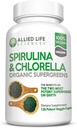 Allied Life Spirulina and Chlorella | Organic Chlorophyll Vegan Protein Powder Green Superfood | 120 Capsules 2
