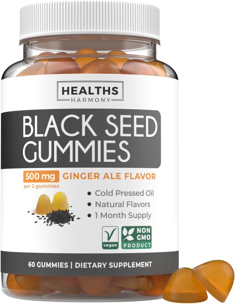 Black Seed Oil Gummies & Elderberry Gummies (1-Month Supply) Immune Boost Bites Bundles - Black Seed Oil Gummies Ginger Ale Flavor Cold-Pressed Nigella Sativa & Elderberry Gummies for Adults 3