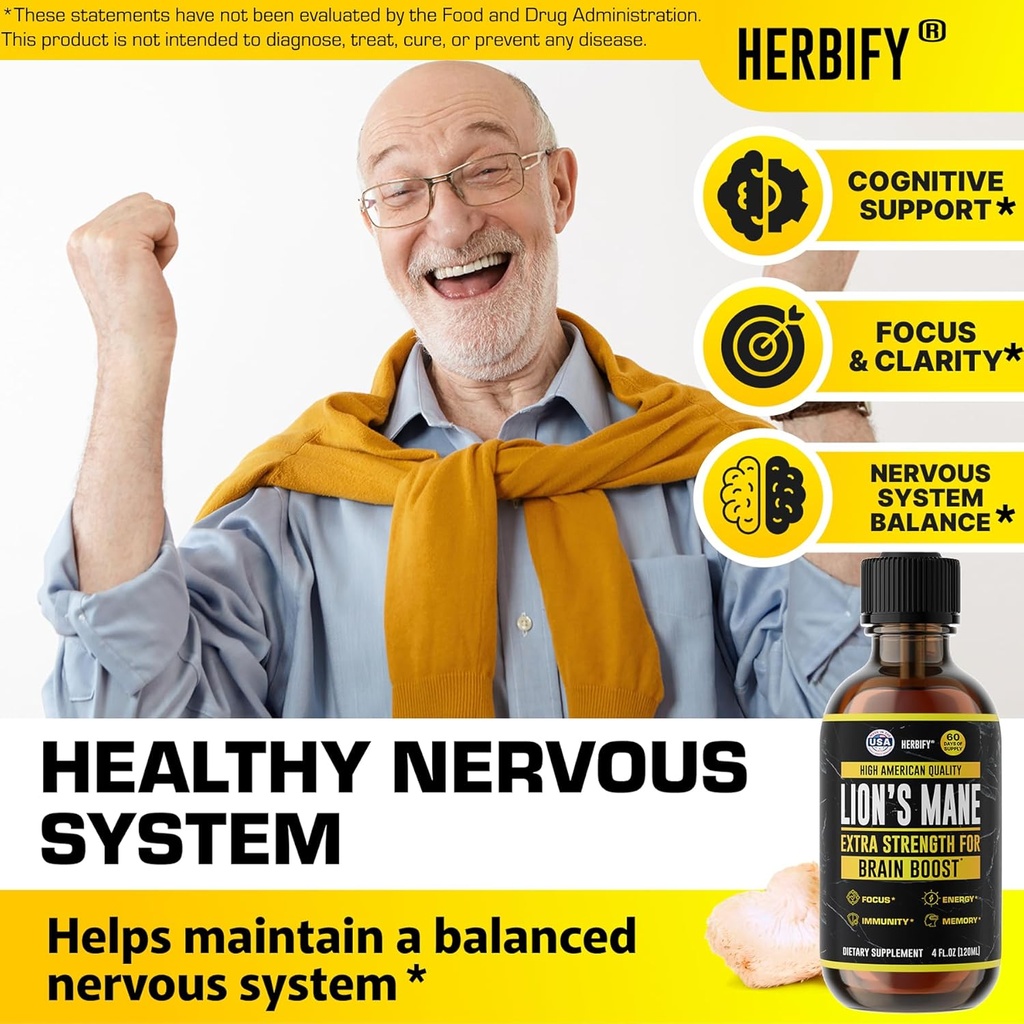 HERBIFY Bundle - Lions Mane Drops & Licorice Root Extract - Brain Boost & Nervous Stomach Support 4