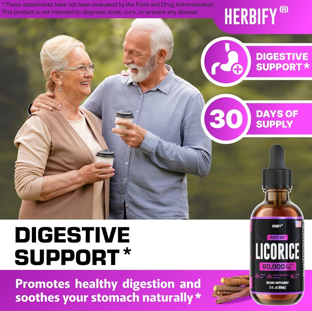 HERBIFY Bundle - Lions Mane Drops & Licorice Root Extract - Brain Boost & Nervous Stomach Support 5