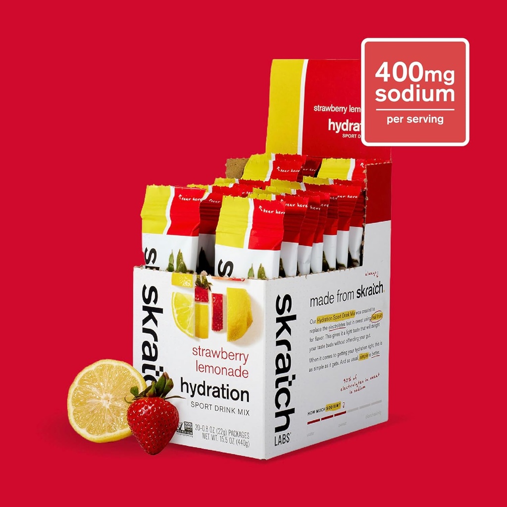 Skratch Labs Hydration Packets Hydration Drink Mix, Strawberry Lemonade (20ct) - Electrolyte Powder Developed for Athletes and Sports Performance, Gluten Free, Vegan, Kosher 3